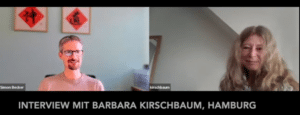 Simon Becker mit Barbara Kirschbaum im online interview